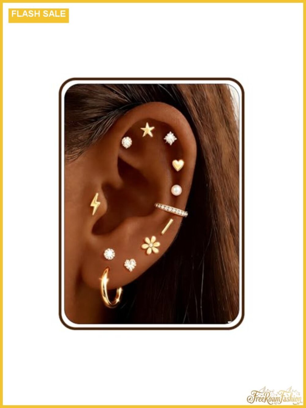 10 Pairs Hypoallergenic Earrings for Sensitive Ears, 18K Gold Plated & Silver